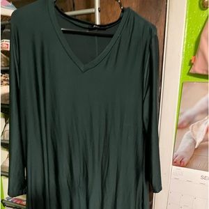 Lily V Neck Green Blouse 1X